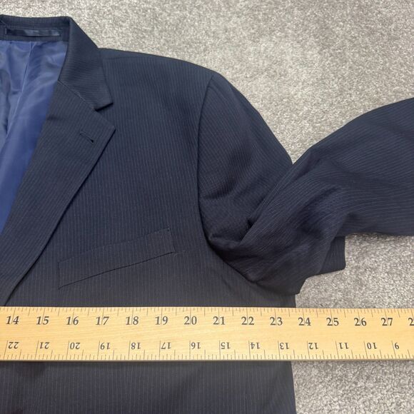 Canda Regular Fit Suit Blazer Jacket Mens 46 Short Navy Blue Pinstriped Workwear - Picture 9 of 13